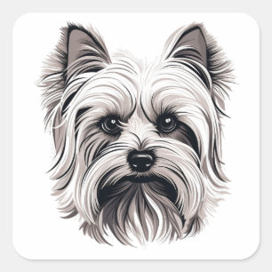 Personalised Cute Yorkshire Terrier Dog Square Sticker