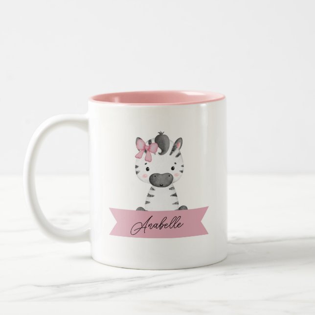 Personalised cute zebra  Two-Tone coffee mug (Left)
