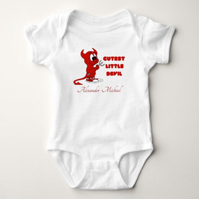 Personalised Cutest Little Devil , Halloween Baby Bodysuit (Front)