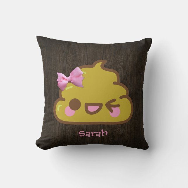 Personalised Cutey Poo with Pink Bow Cushion (Front)