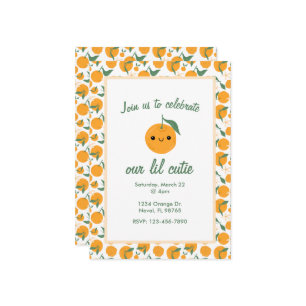 Personalised Cutie Orange Mandarin Clementine Invitation