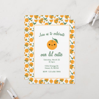 Personalised Cutie Orange Mandarin Clementine Invitation