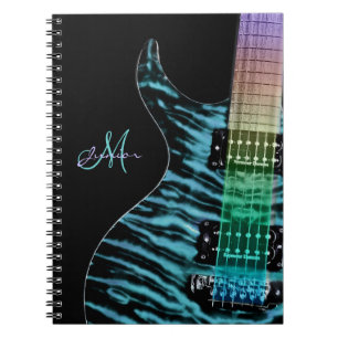 Personalised Cyan Electric Guitar Music Notebook