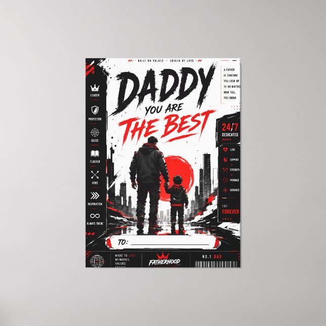Personalised Cyberpunk Dad Canvas Print (Front)