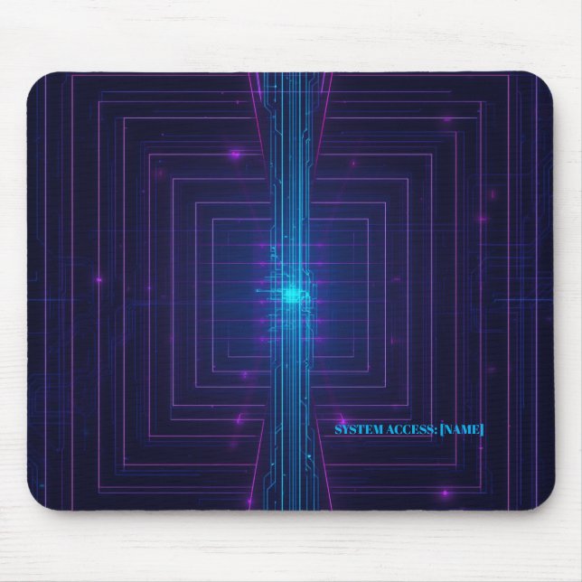 Personalised Cyberpunk System Access Neon Mouse Mat (Front)