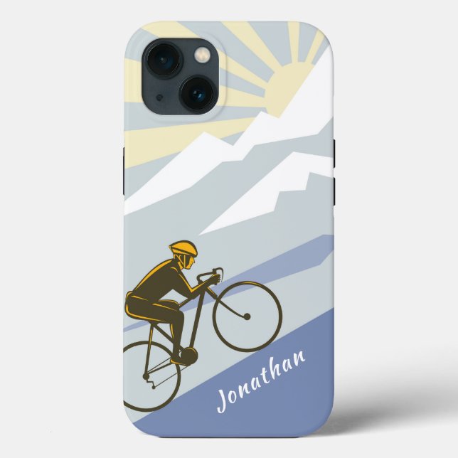 Personalised Cyclist Biking up Mountain Road Bike Case-Mate iPhone Case (Back)