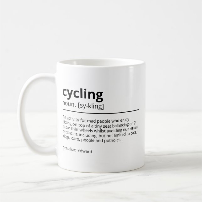 Personalised cyclist gift for men and women - Cust Coffee Mug (Left)