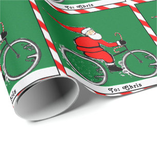 Personalised Cyclist Holiday Gift Wrapping Paper