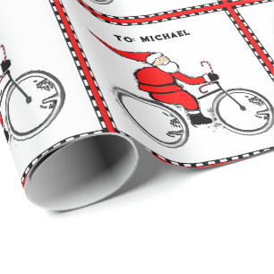 Personalised Cyclist Holiday Gift Wrapping Paper