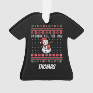 Personalised Dabbing Christmas SnowmanUgly Sweater Ornament