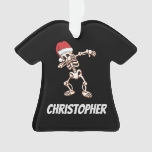 Personalised Dabbing Santa Hat Skeleton Ornament