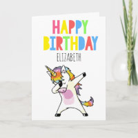Personalised Dabbing Unicorn Girl Happy Birthday