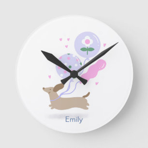 Personalised Dachshund Birthday Party Dog Lover Round Clock