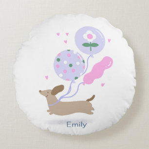 Personalised Dachshund Birthday Party Dog Lover Round Cushion
