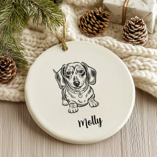 Personalised Dachshund Dog Christmas Ceramic Tree Decoration