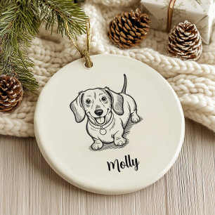 Personalised Dachshund Dog Christmas Ceramic Tree Decoration