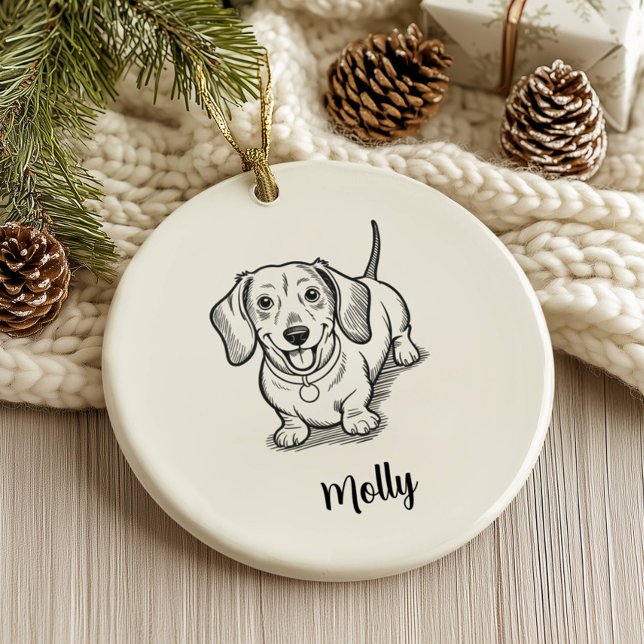 Personalised Dachshund Dog Christmas Ceramic Tree Decoration (Creator Uploaded)