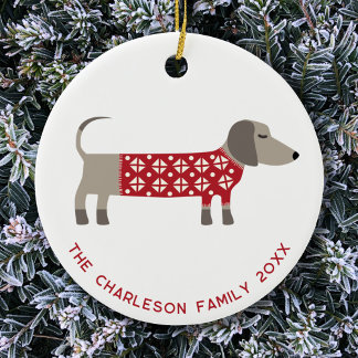 Personalised Dachshund Dog Fun Ceramic Tree Decoration