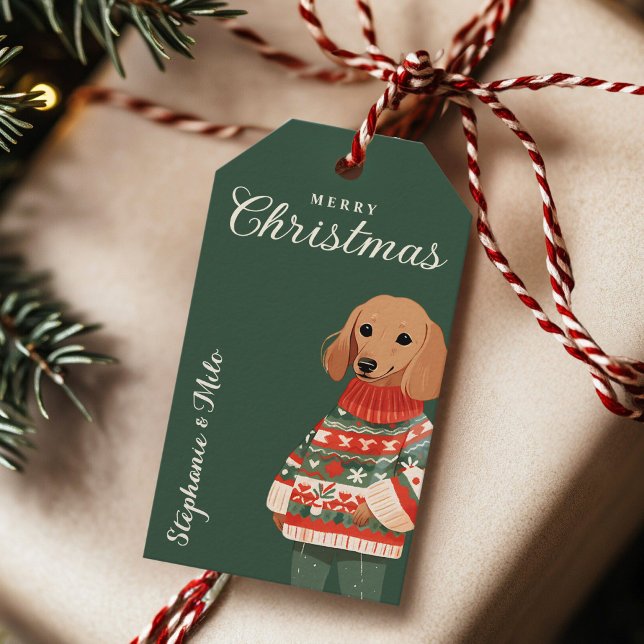 Personalised Dachshund Dog Holiday Gift Tag (Creator Uploaded)