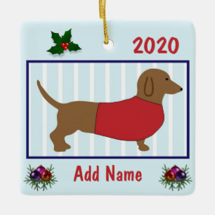 Personalised Dachshund - Doxie Puppy Dog - Red Ceramic Ornament