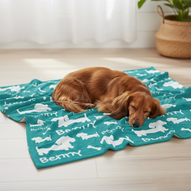 Personalised Dachshund Fleece Blanket for Doxies (Personalized dachsund blanket)