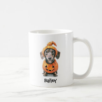 Personalised Dachshund Halloween Pumpkin Dog Coffee Mug