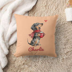 Personalised Dachshund Hot Cocoa Cushion