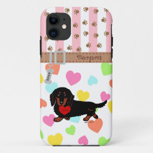 Personalised Dachshund Long Haired Black and Tan iPhone 11 Case