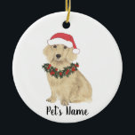 Personalised Dachshund (Long Haired, Cream) Ceramic Tree Decoration<br><div class="desc">Make the nice list this year with a personalised ornament of your favourite little english cream dachshund elf! For the sweetest gifts,  pair it with a matching art print or another item from my collection!</div>