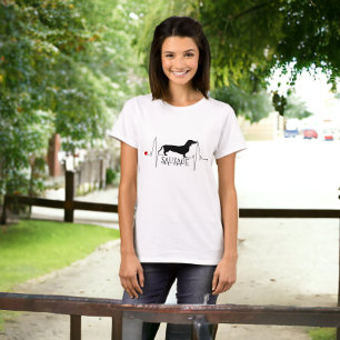 Personalised Dachshund Love My Dog Heart Beat T-Shirt