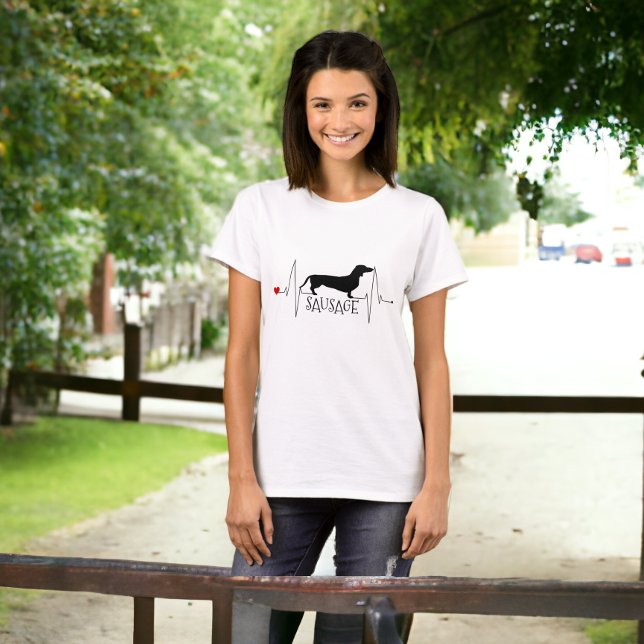 Personalised Dachshund Love My Dog Heart Beat T-Shirt (Personalized Dachshund Love My Dog Heart Beat T-Shirt from Ricaso)
