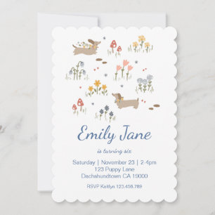 Personalised Dachshund Lover Birthday Party Pink Invitation