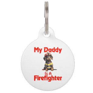 Personalised Dachshund My Daddy Is A Firefighter Pet Tag