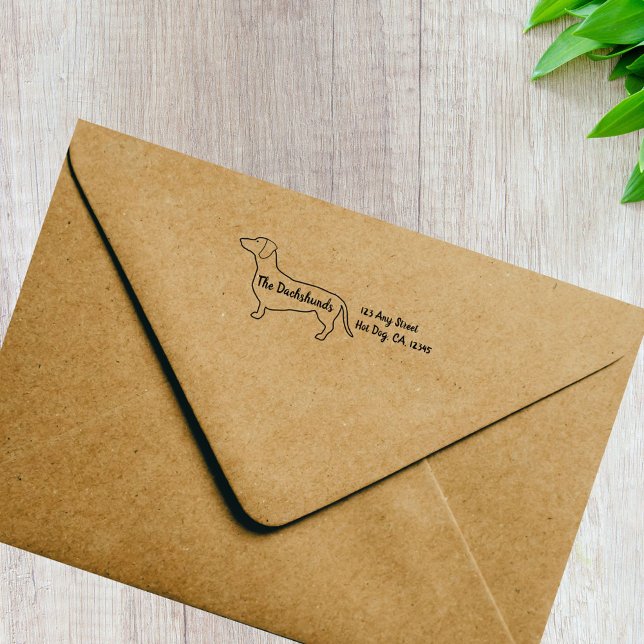 Personalised Dachshund Profile Rubber Stamp (Cute personalized dachshund rubber return address stamp. Available in multiple sizes.)