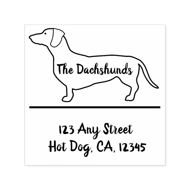 Personalised Dachshund Profile Rubber Stamp (Design)