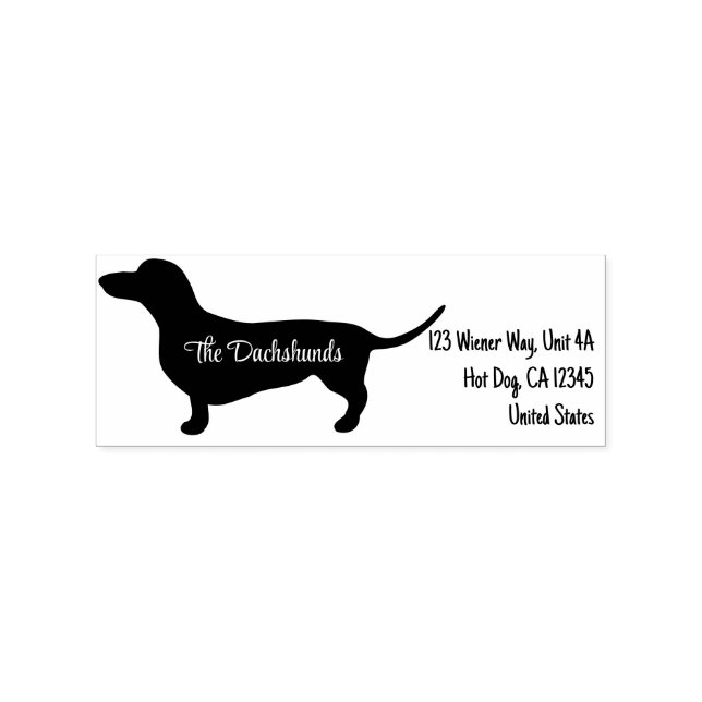 Personalised Dachshund Silhouette with Name Rubber Stamp (Stamped)