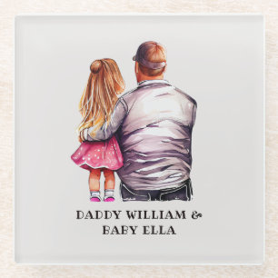 Personalised Dad and Daughter (5) Glass Coaster