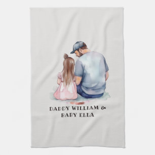Personalised Dad and Daughter (8) Tea Towel