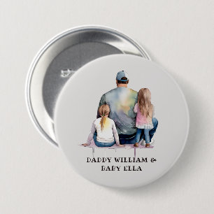 Personalised Dad and Daughters (9) 7.5 Cm Round Badge