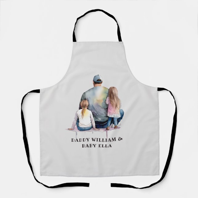 Personalised Dad and Daughters (9) Apron (Front)