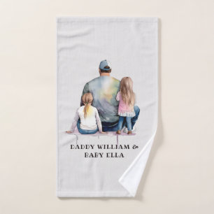 Personalised Dad and Daughters (9) Bath Towel Set