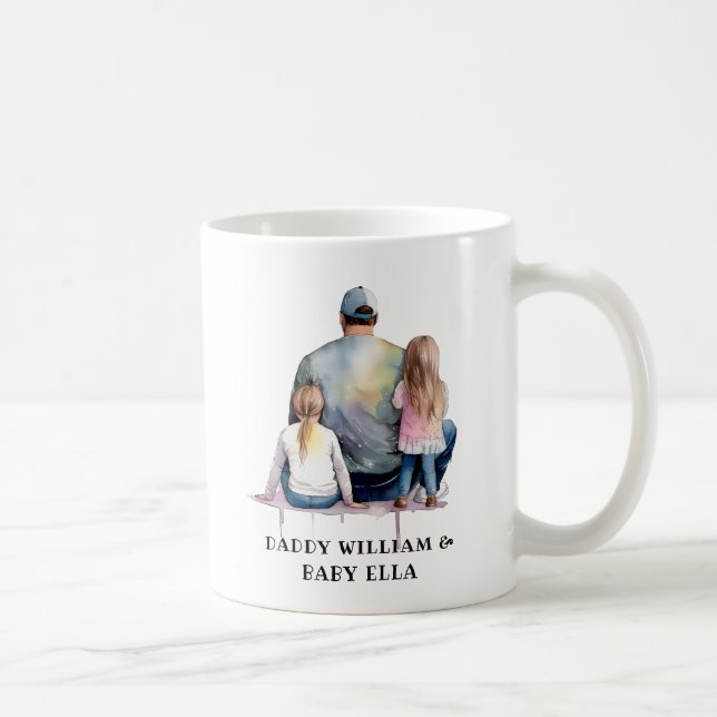 Personalised Dad and Daughters (9) Coffee Mug (Right)