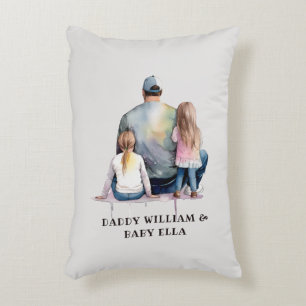 Personalised Dad and Daughters (9) Decorative Cushion