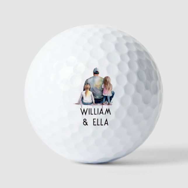 Personalised Dad and Daughters (9) Golf Balls (Front)