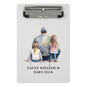 Personalised Dad and Daughters (9) Mini Clipboard