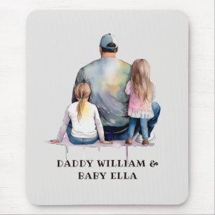 Personalised Dad and Daughters (9) Mouse Mat