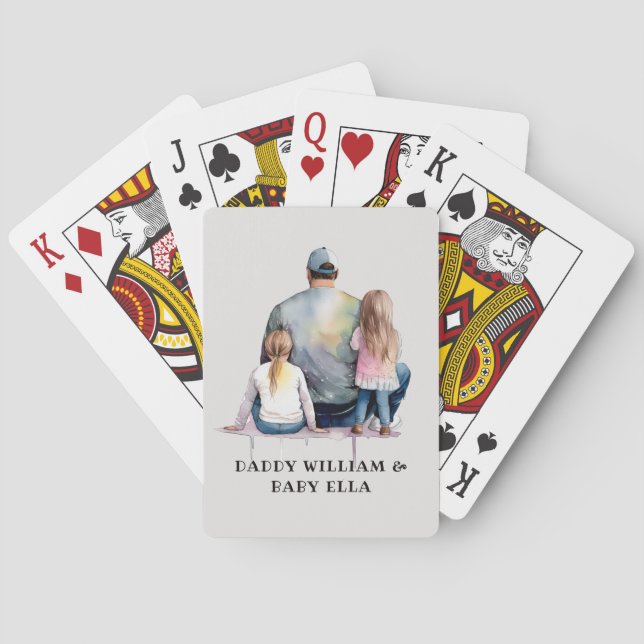 Personalised Dad and Daughters (9) Playing Cards (Back)