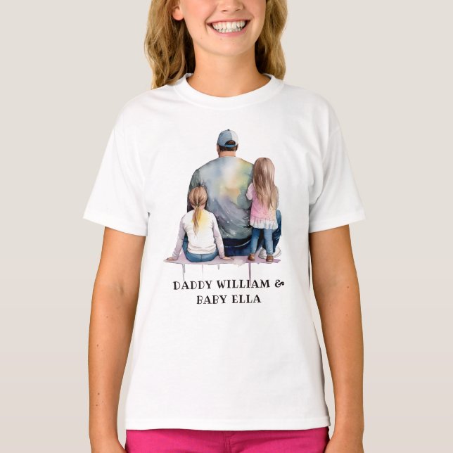 Personalised Dad and Daughters (9) T-Shirt (Front)
