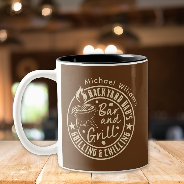 Personalised Dad Bar and Grill  Two-Tone Coffee Mug (Creator Uploaded)
