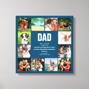 Personalised Dad Definition Blue 12 Photo Collage Canvas Print
